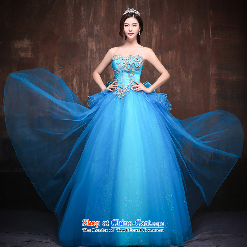 Sin Sin Kai Edge 2015 new wedding dresses Korean version of Crystal drill Luxury depilation chest dress skirt the color blue to size, Sin Sin Introduction , , , shopping on the Internet