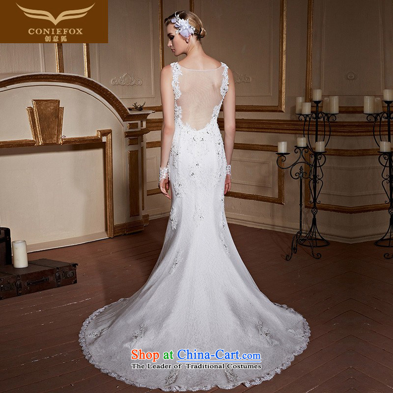 Creative New 2015 Fox white wedding dresses crowsfoot tail wedding lace shoulders wedding back wedding tailored wedding 99036 white tailored, creative Fox (coniefox) , , , shopping on the Internet
