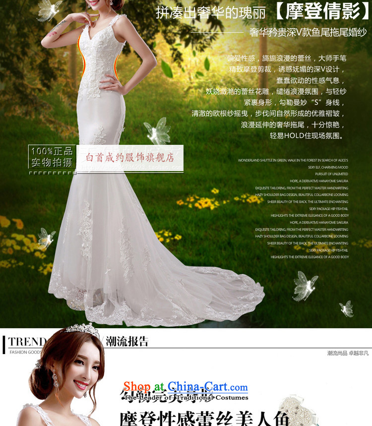 The first white lace deep into about v-neck Korean Princess Bride crowsfoot tail Sau San wedding dresses autumn 2015) wedding pictures, price white S platters, brand! The elections are supplied in the national character of distribution, so action, buy now enjoy more preferential! As soon as possible.