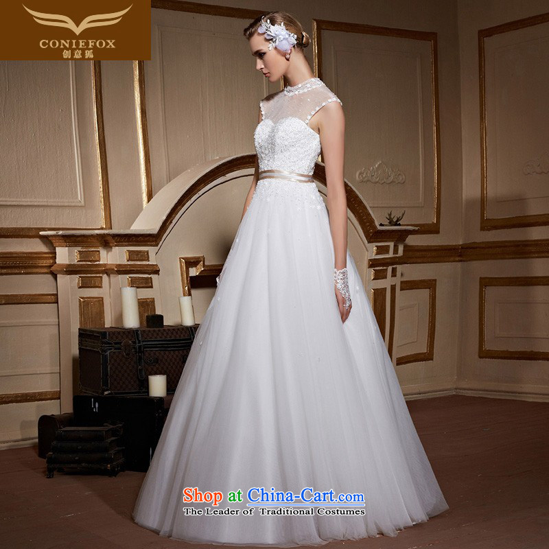 Creative and stylish high-collar and Fox chest wedding dresses to align the white marriages wedding pregnant women large wedding video thin straps wedding 99038 white tailored, creative Fox (coniefox) , , , shopping on the Internet