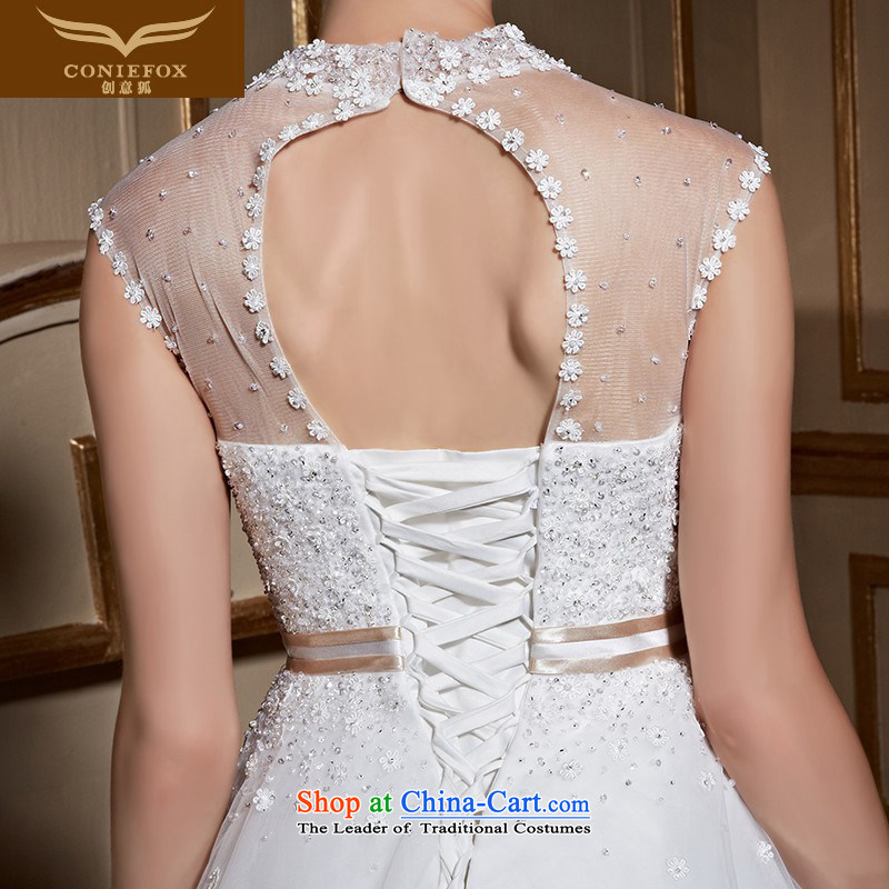 Creative and stylish high-collar and Fox chest wedding dresses to align the white marriages wedding pregnant women large wedding video thin straps wedding 99038 white tailored, creative Fox (coniefox) , , , shopping on the Internet