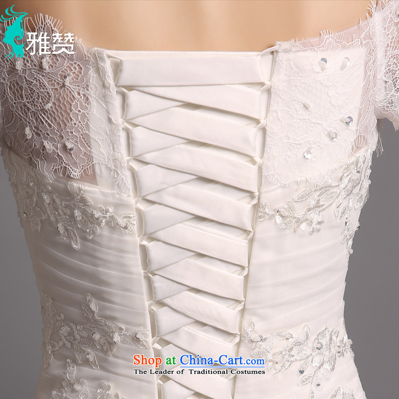 Jacob Chan-il field shoulder wedding tail align to marriages summer, autumn and winter 2015 new Korean eyelashes lace in cuff wedding white bon bon skirt tail) 30cm M Nga Chan (YAZAN) , , , shopping on the Internet