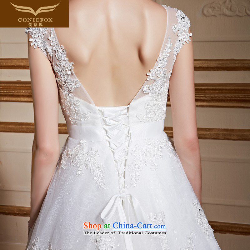 Creative Fox stylish shoulders back wedding dresses elegant lace alignment to marriages wedding white minimalist tailored wedding 99056 white tailored, creative Fox (coniefox) , , , shopping on the Internet