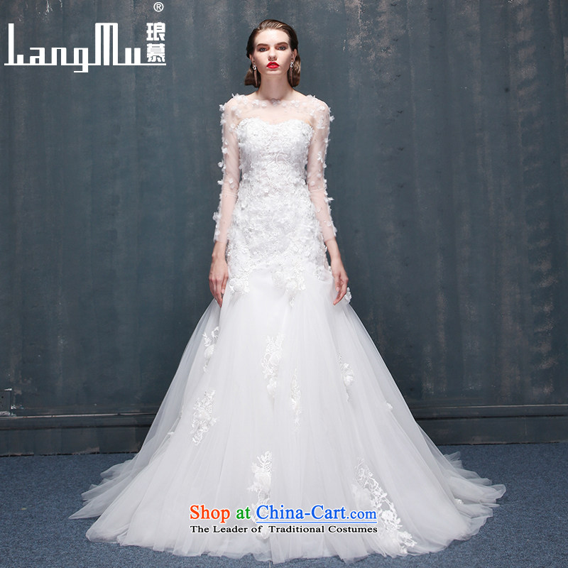 The 2015 summer Luang new Korean lace flowers word shoulder and Sau San chest crowsfoot wedding small trailing white Advanced Customization Custom, Luang in , , , shopping on the Internet