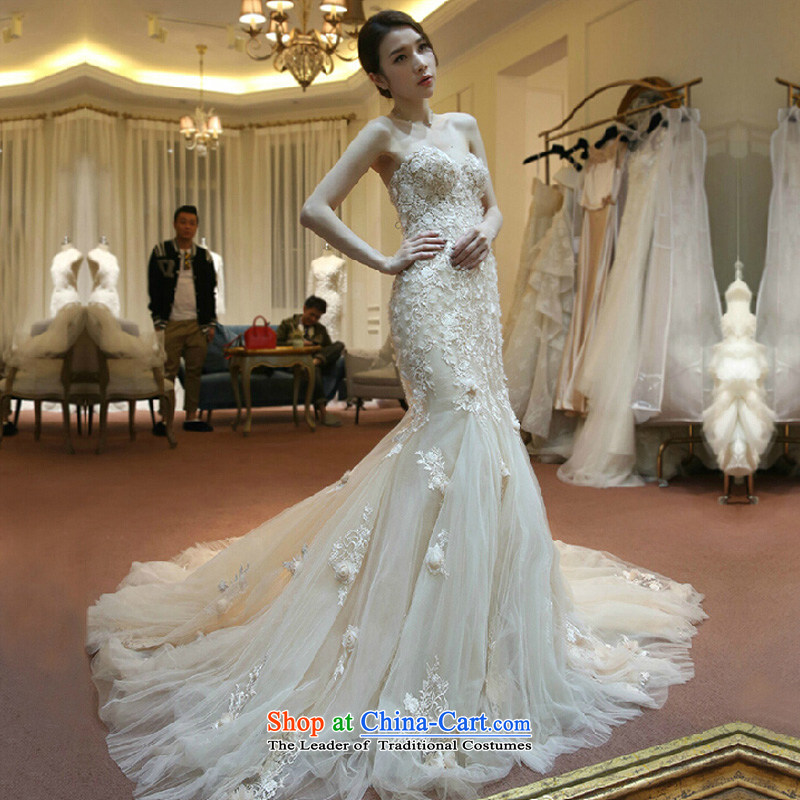 The 2015 summer Luang new Korean lace flowers word shoulder and Sau San chest crowsfoot wedding small trailing white Advanced Customization Custom, Luang in , , , shopping on the Internet