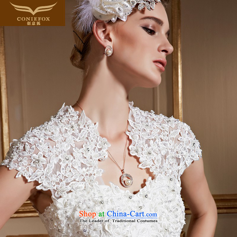 Creative New autumn 2015 Fox stylish lace shoulders tail wedding dress tailoring Sau San larger marriages wedding 99060 white tailored, creative Fox (coniefox) , , , shopping on the Internet