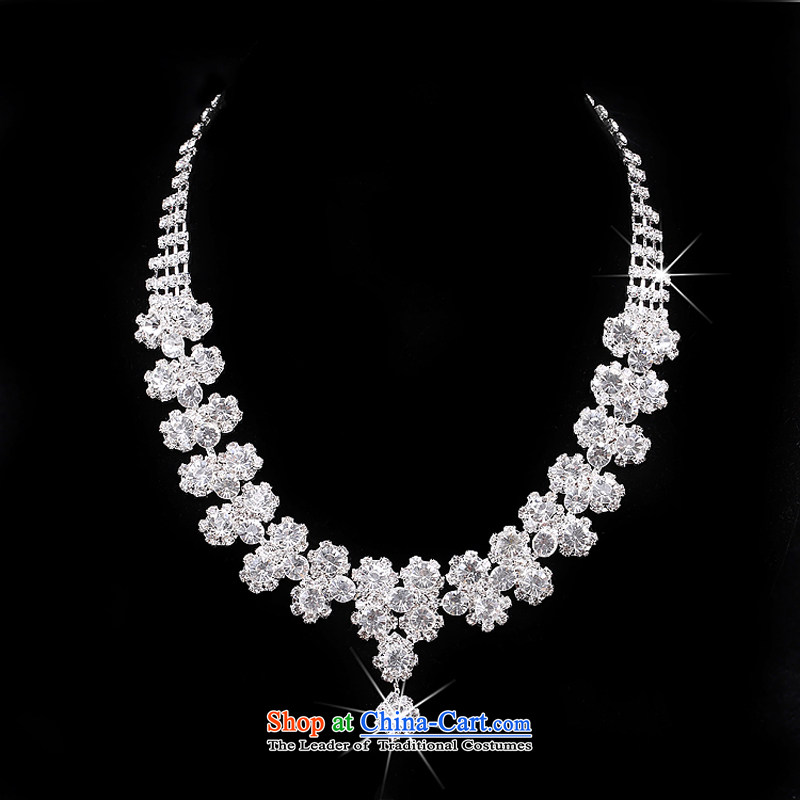 Time the new Syrian) Korean brides head-dress ornaments Crowne Plaza 3 kit water diamond necklace ear ornaments wedding dresses accessories Gift Box 3-piece set, Syria has been pressed time shopping on the Internet