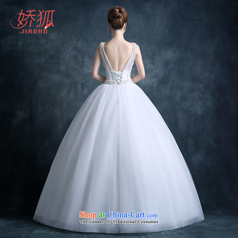 To Fox autumn and winter 2015 new stylish wedding dress bride Korean shoulders round-neck collar back lace retro graphics thin Pearl White S to Fox (jiaohu) , , , shopping on the Internet