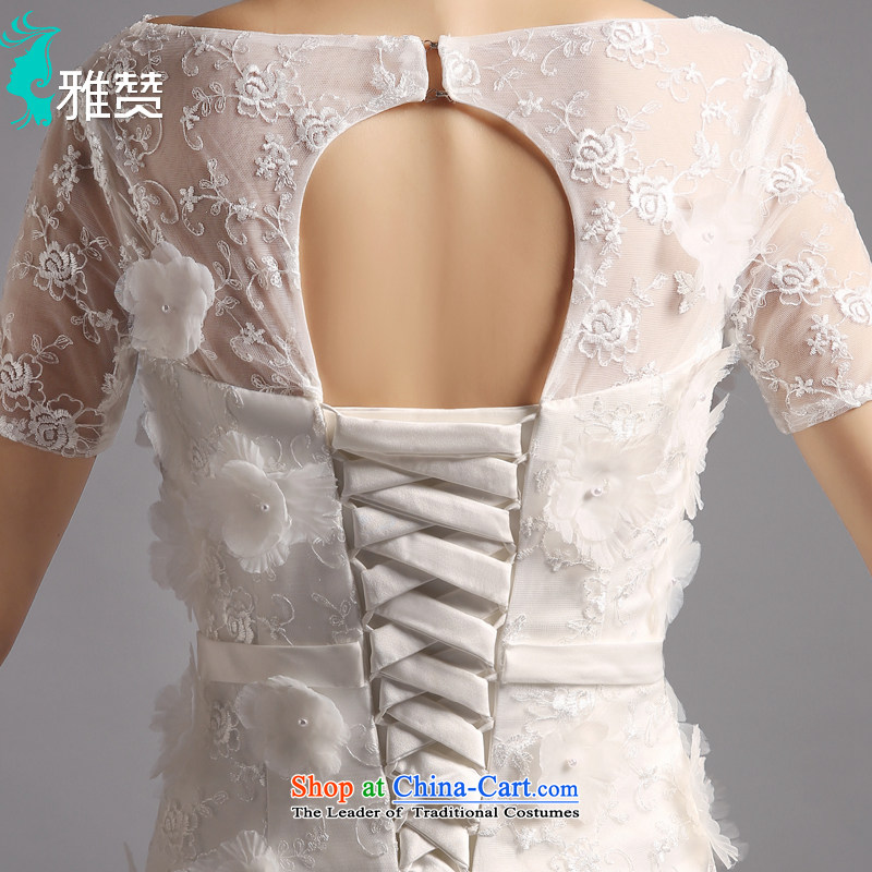 Jacob Chan bride crowsfoot wedding dresses small tail to align the new Word 2015 summer and fall short-sleeved shoulder package Sau San video thin wedding dress to align the marriage of M, Jacob Chan (YAZAN) , , , shopping on the Internet