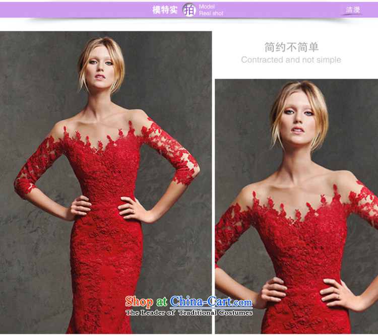The new Word 2015 shoulder wedding services bows red lace long-sleeved back crowsfoot Sau San evening dresses long marriage wedding long-sleeved) S picture, prices, brand platters! The elections are supplied in the national character of distribution, so action, buy now enjoy more preferential! As soon as possible.