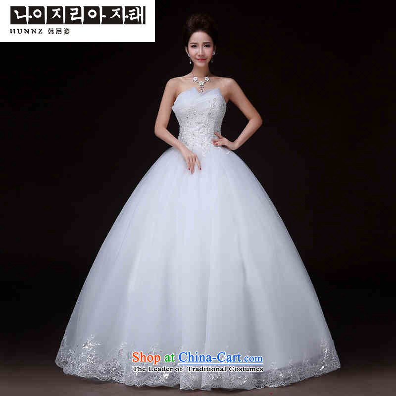The new 2015 HUNNZ Korean style with modern and simple chest spring and summer tail bride wedding white L