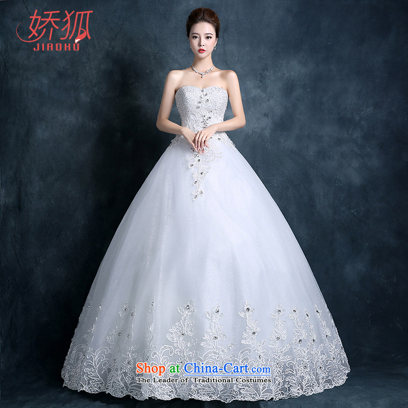 To Fox autumn 2015 wedding dresses new bride flowers lace custom straps Korean Princess minimalist wiping the chest to wedding White?XL