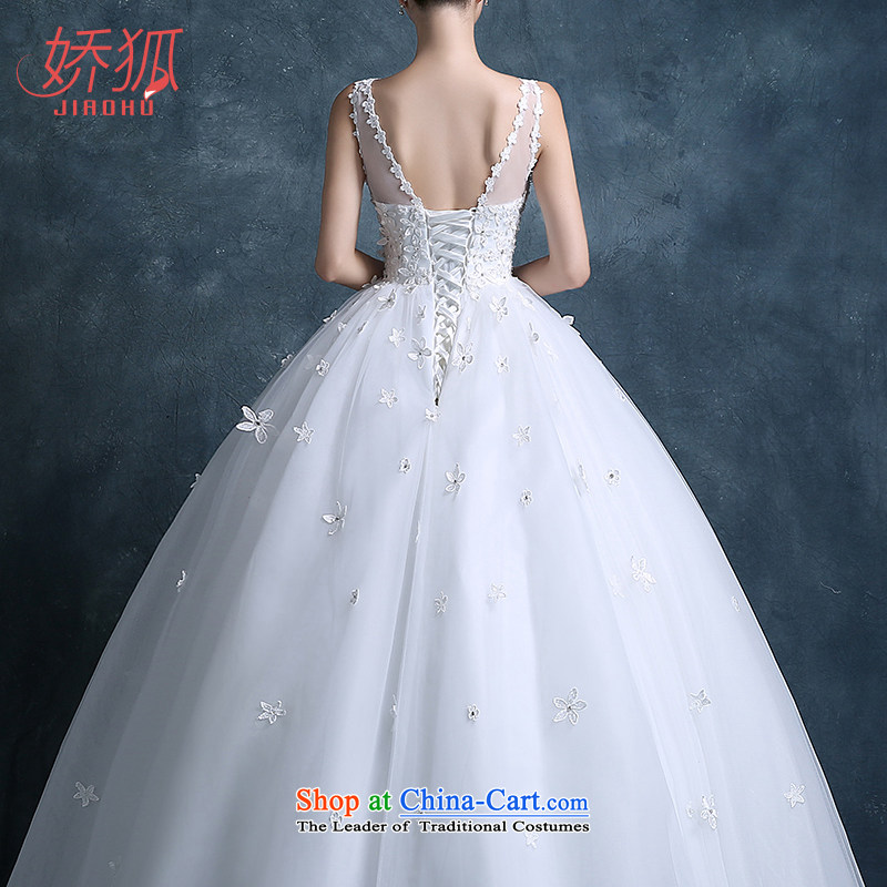 To Fox New 2015 autumn and winter Korean shoulders round-neck collar transparent lace white petals manually align to bind with wedding custom White M to Fox (jiaohu) , , , shopping on the Internet