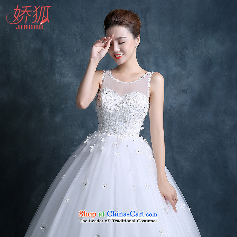 To Fox New 2015 autumn and winter Korean shoulders round-neck collar transparent lace white petals manually align to bind with wedding custom White M to Fox (jiaohu) , , , shopping on the Internet