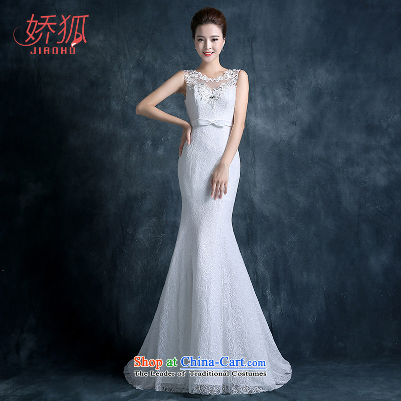 Use the new 2015 Fox wedding summer marriages Asian layout lace a shoulder, back-end crowsfoot Sau San small trailing white S