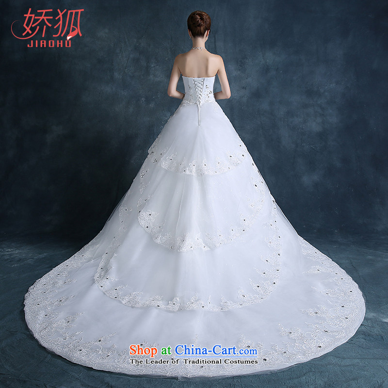 To Fox new brides fall 2015 wedding dresses long tail wiping the chest to align the large Sau San flowers large tail custom White M to Fox (jiaohu) , , , shopping on the Internet