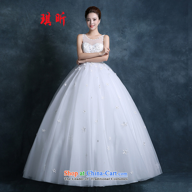 Xin Qi 2015 new autumn and winter Korean shoulders round-neck collar transparent lace white petals manually align to bind with wedding custom WhiteXL