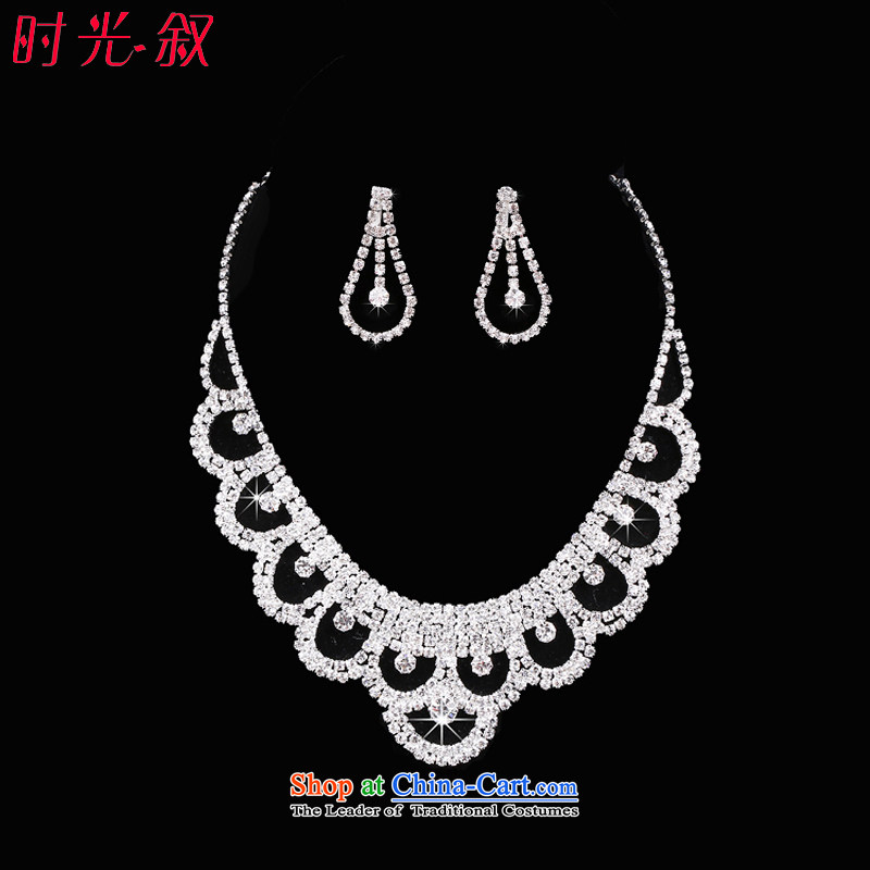 The Syrian brides head-dress hour necklace three kit Korean married at the Crowne Plaza No. hair accessories jewelry wedding dress accessories banquet necklace Earrings