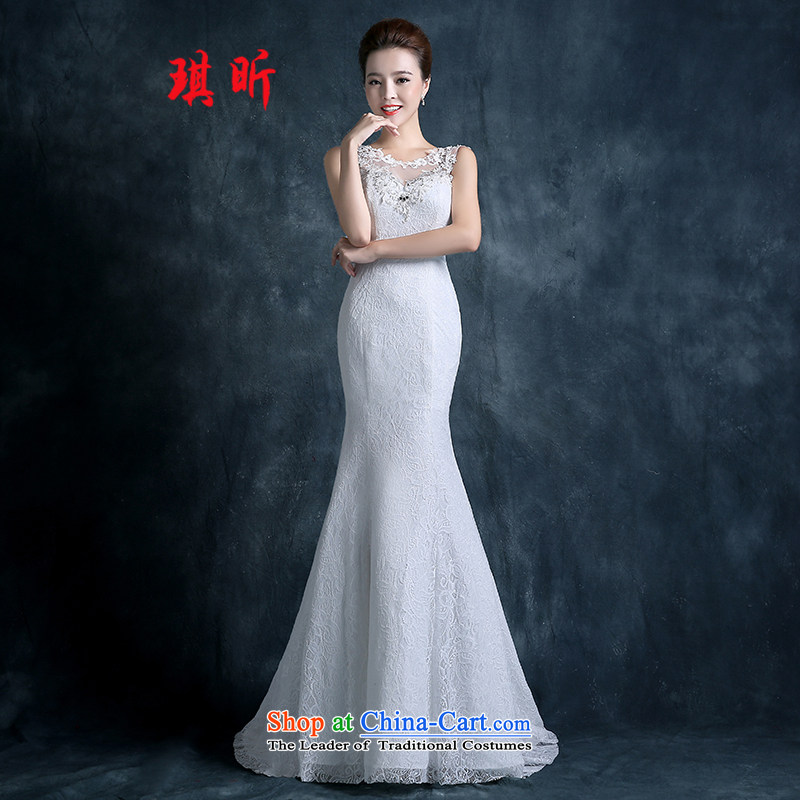 Xin Qi 2015 NEW Summer Wedding marriages Asian layout lace a shoulder, back-end crowsfoot Sau San small trailing white M Qi Xin , , , shopping on the Internet