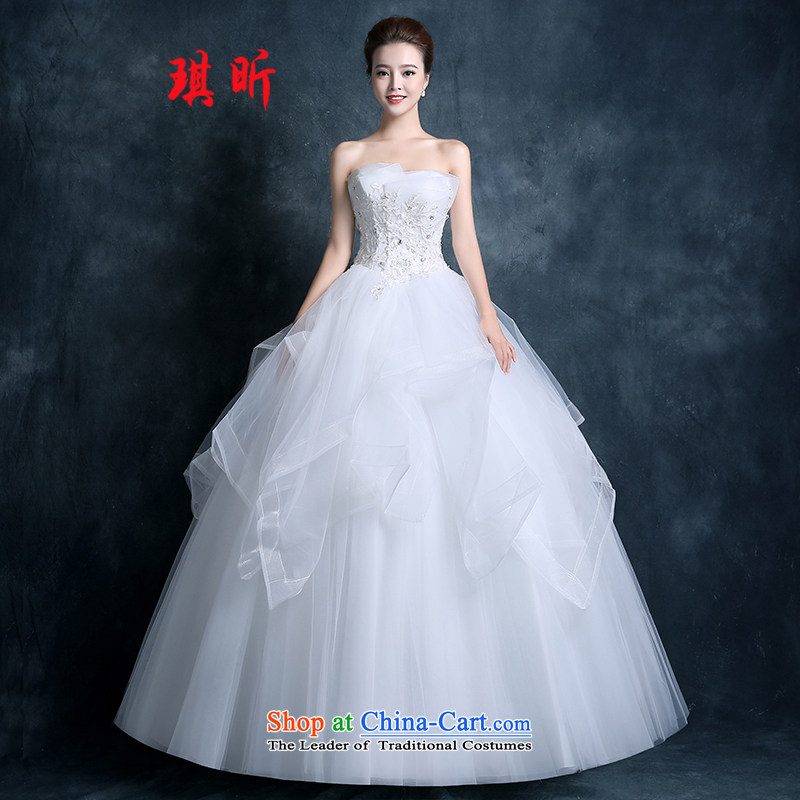 Xin Qi wedding dresses 2015 new autumn and winter marriages to erase chest-white lace straps to align graphics thin Korean style White XXL