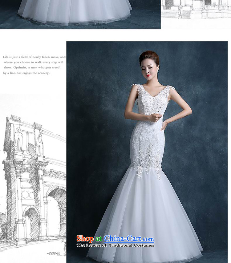 Xin Qi Crowsfoot Wedding 2015 new stylish Korean autumn and winter shoulders V-Neck small trailing video thin bride wedding dress White M picture, prices, brand platters! The elections are supplied in the national character of distribution, so action, buy now enjoy more preferential! As soon as possible.