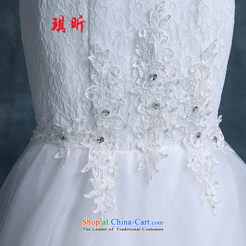 Xin Qi Crowsfoot Wedding 2015 new stylish Korean autumn and winter shoulders V-Neck small trailing video thin bride wedding dress White M Qi Xin , , , shopping on the Internet