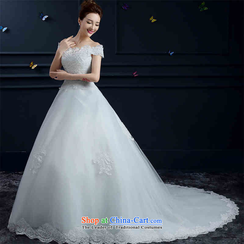The spring and summer of 2015 New HUNNZ wedding gown, large stylish shoulder straps word Korean brides wedding white streak of M,HUNNZ,,, shopping on the Internet