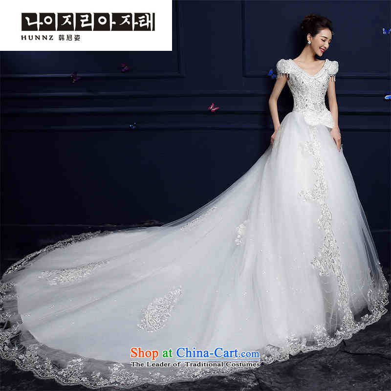 The spring and summer of 2015 New hannizi wedding gown, Korean Word shoulder straps to align the stylish tail bride wedding white streak of Korea and postures (XXL, hannizi) , , , shopping on the Internet