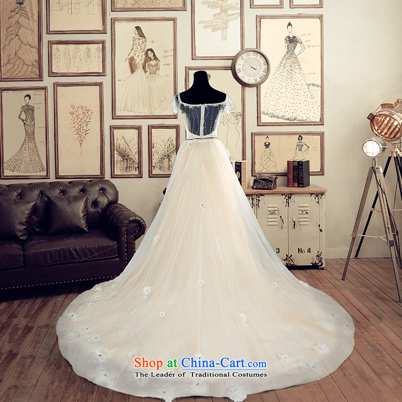A Bride wedding dresses the Word 2015 Summer shoulder tail wedding 2,615 champagne , L, a bride shopping on the Internet has been pressed.