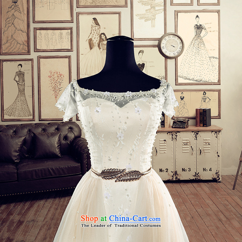 A Bride wedding dresses the Word 2015 Summer shoulder tail wedding 2,615 champagne , L, a bride shopping on the Internet has been pressed.