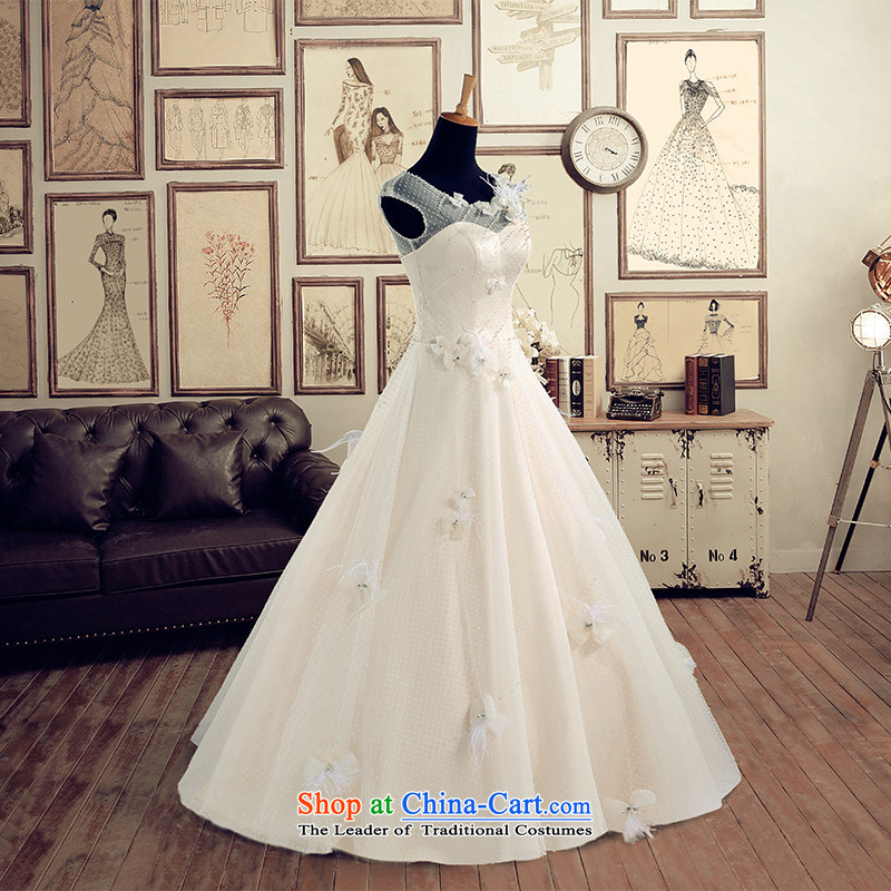A Bride wedding dresses 2015 Summer New Word to align the shoulder Wedding 2627 champagne XL, a bride shopping on the Internet has been pressed.