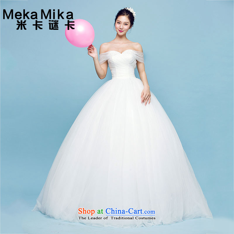 M card camellia wedding word shoulder summer Korean long tail Sau San marriages video thin Korean style wedding dresses ivoryM