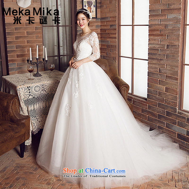 M Card Gardenia Wedding 2015 new summer marriages long tail and chest Korean brides wedding dresses ivory L