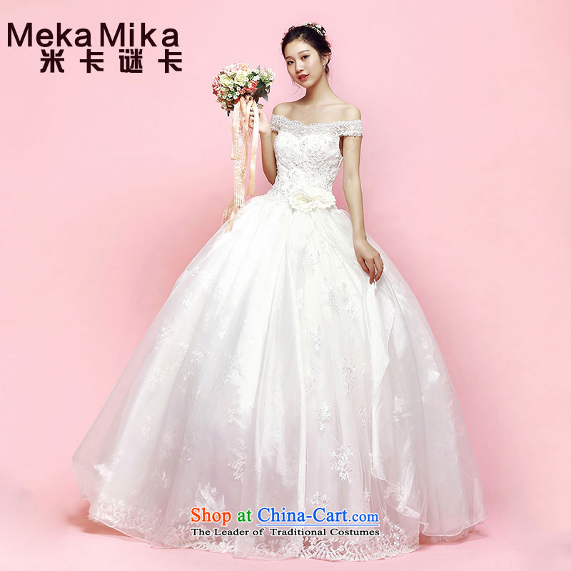 M card wedding dresses new 2015 Summer Alice slotted shoulder princess bon bon skirt straps lace Korean style wedding ivory S