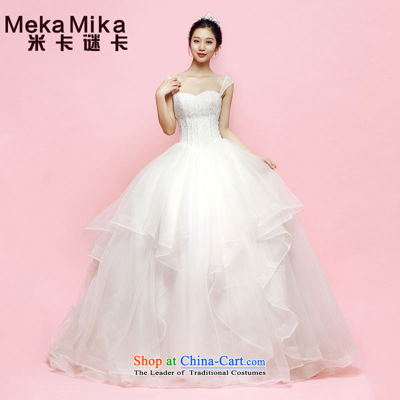 Shoulder strap for removing m card tea Mui Wedding 2015 summer to align the new shoulders wedding video thin bon bon skirt Korean ivoryL