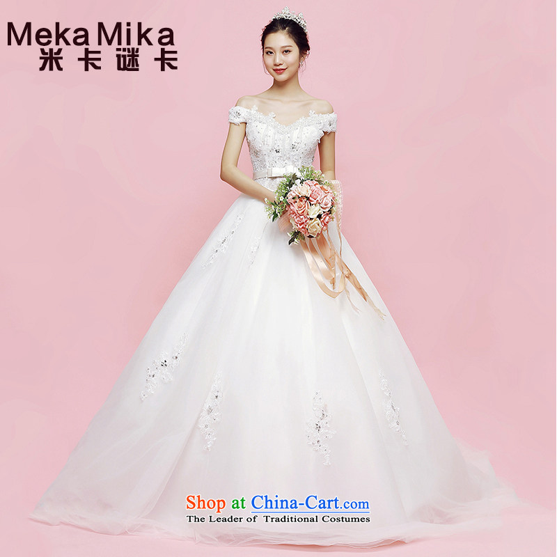 M card stars Wedding 2015 new summer long tail of a Korean word shoulder summer irrepressible bow tie bride wedding trailingM