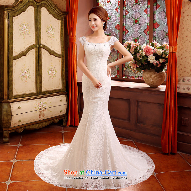 Time Syrian crowsfoot wedding autumn 2015 new stylish Korean shoulders of Korea wedding dress a small shoulder tail Field Graphics thin bride wedding dress XS, Syria has been pressed time shopping on the Internet