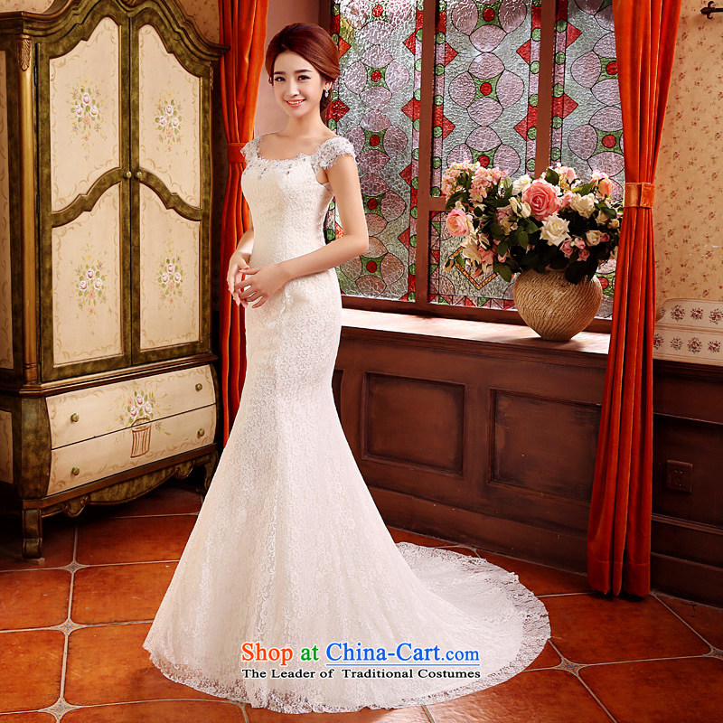 Time Syrian crowsfoot wedding autumn 2015 new stylish Korean shoulders of Korea wedding dress a small shoulder tail Field Graphics thin bride wedding dress XS, Syria has been pressed time shopping on the Internet