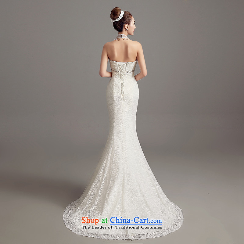 The Syrian Arab Republic and the Republic of Korea time bride wedding dress new dress autumn 2015 Korea version is simple and stylish collar small trailing lace crowsfoot wedding video thin white XL, Syria has been pressed time shopping on the Internet