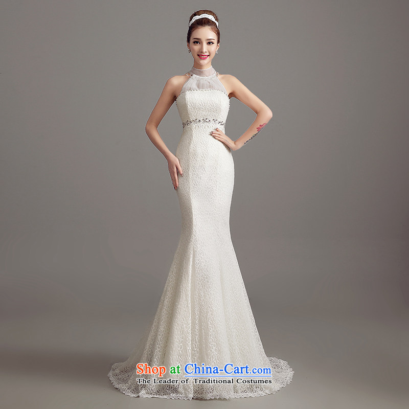 The Syrian Arab Republic and the Republic of Korea time bride wedding dress new dress autumn 2015 Korea version is simple and stylish collar small trailing lace crowsfoot wedding video thin white XL, Syria has been pressed time shopping on the Internet