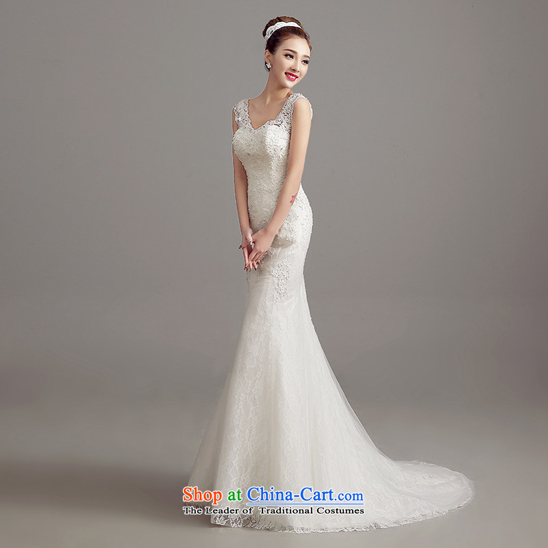 The Syrian Arab Republic 2015 Autumn time new Korean shoulders large graphics thin back strap crowsfoot Sau San marriages Sau San tail wedding dresses White M Time Syrian shopping on the Internet has been pressed.