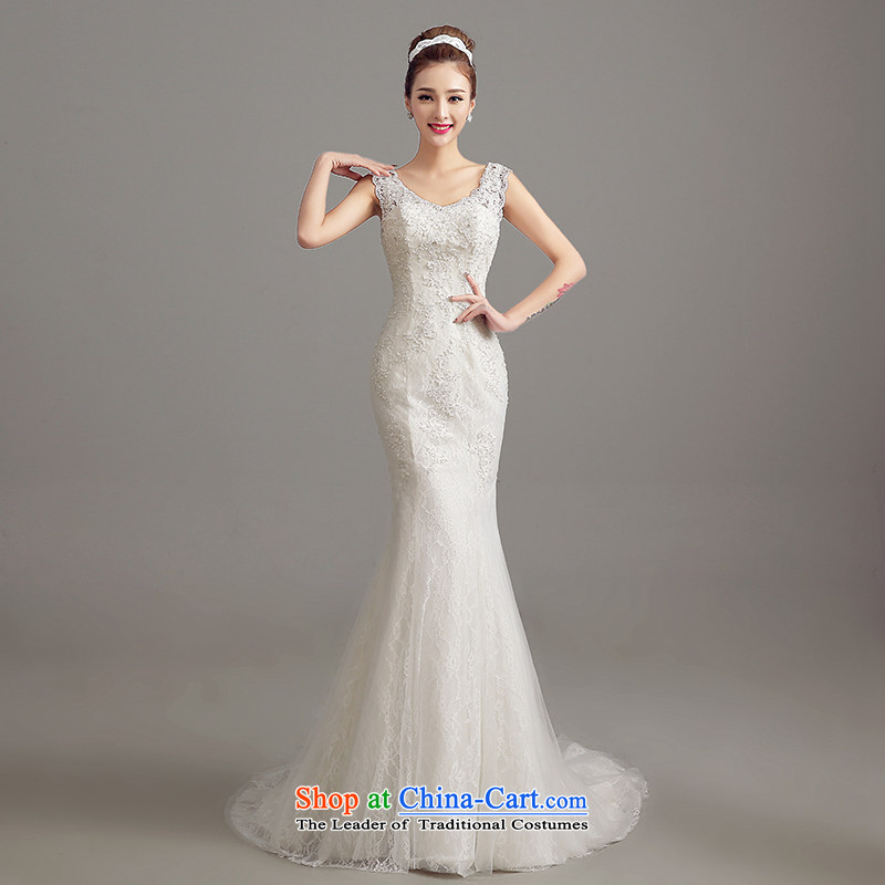 The Syrian Arab Republic 2015 Autumn time new Korean shoulders large graphics thin back strap crowsfoot Sau San marriages Sau San tail wedding dresses White M Time Syrian shopping on the Internet has been pressed.