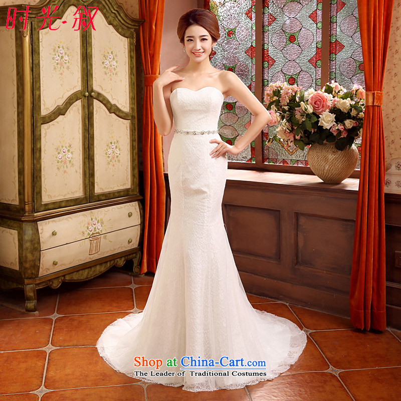 Time of autumn and winter 2015 Syria at the wedding dress wiping the chest crowsfoot small trailing wedding dresses new bride sexy marriage Sau San wedding female video thin white?L