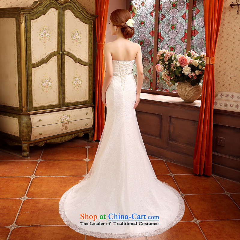 Time of autumn and winter 2015 Syria at the wedding dress wiping the chest crowsfoot small trailing wedding dresses new bride sexy marriage Sau San wedding female video thin white L, Syria has been pressed time shopping on the Internet