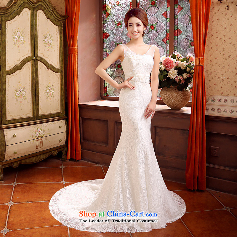 Time of autumn and winter 2015 Syria at the wedding dress a field shoulder crowsfoot small trailing wedding dresses new bride sexy marriage Sau San video thin flowers wedding female white L, Syria has been pressed time shopping on the Internet