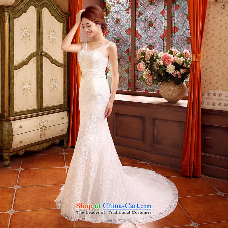 Time of autumn and winter 2015 Syria at the wedding dress a field shoulder crowsfoot small trailing wedding dresses new bride sexy marriage Sau San video thin flowers wedding female white L, Syria has been pressed time shopping on the Internet