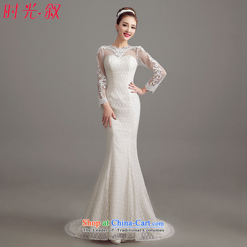 Time of autumn and winter 2015 Syria at the wedding dress a field shoulder crowsfoot small trailing wedding dresses new bride sexy marriage video thin lace Sau San long-sleeved white weddingS