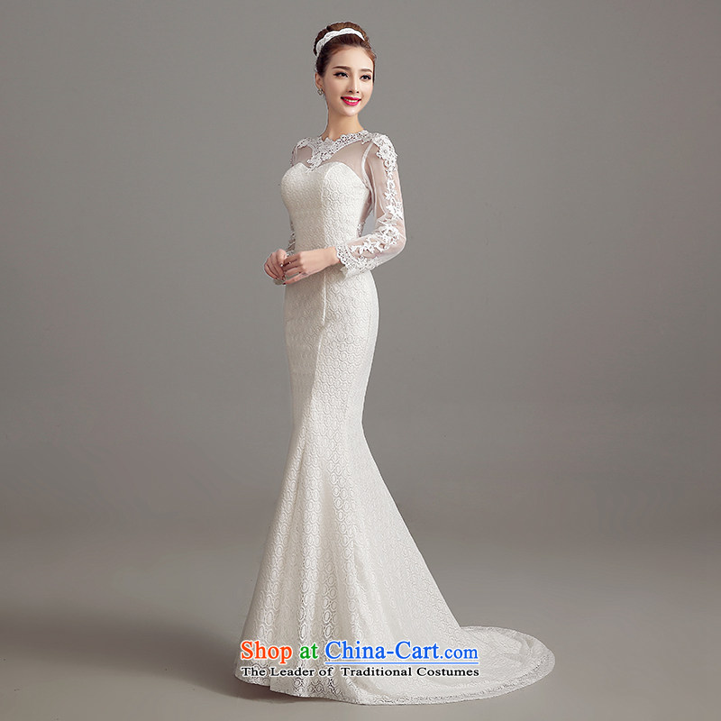 Time of autumn and winter 2015 Syria at the wedding dress a field shoulder crowsfoot small trailing wedding dresses new bride sexy marriage video thin lace Sau San long-sleeved white wedding S time Syrian shopping on the Internet has been pressed.