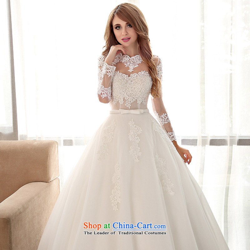 Starring impression high-end wedding dresses to align the new 2015 wedding long-sleeved transparent skirt out princess lace yarn sweet bon bon skirt long-sleeved wedding high-end custom M impression Love , , , shopping on the Internet