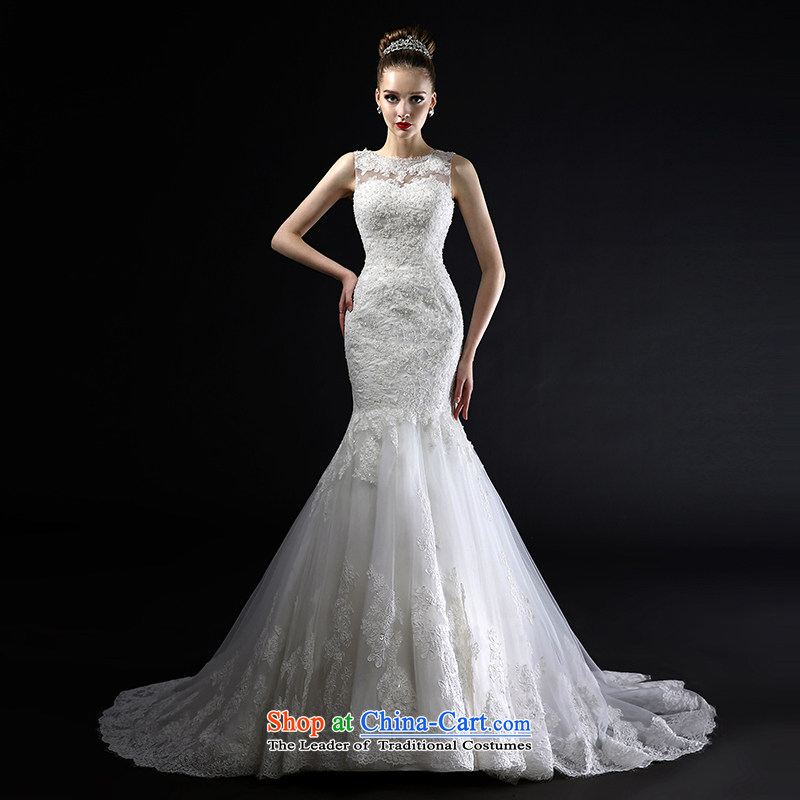 Mr model wedding upscale tailored 2015 new foutune crowsfoot tail stylish coin back video thin lace wedding dress M